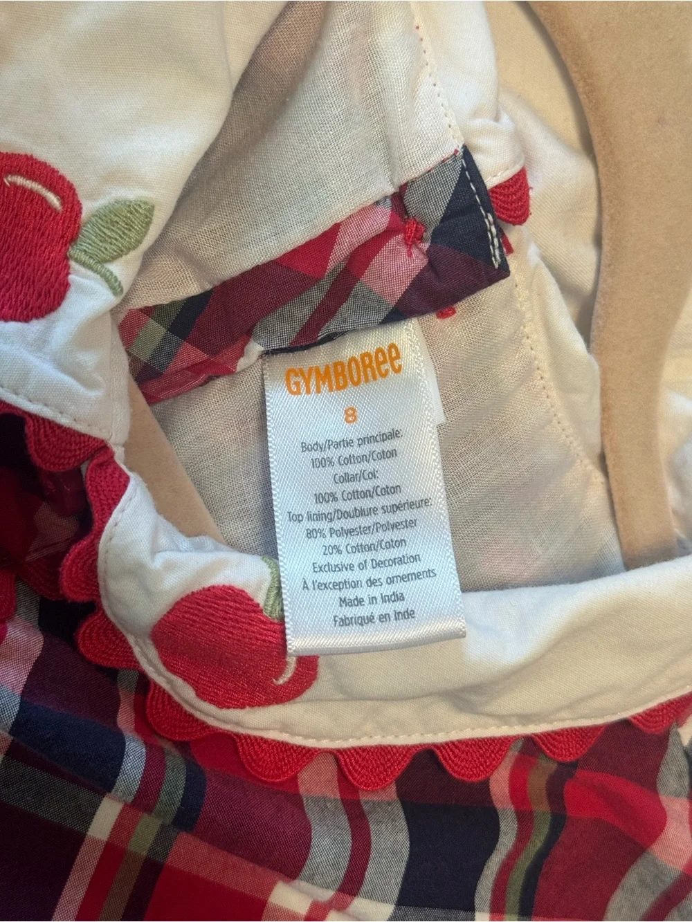 Gymboree Red, Navy and White Plaid Dress with Peter Pan Collar Size 8